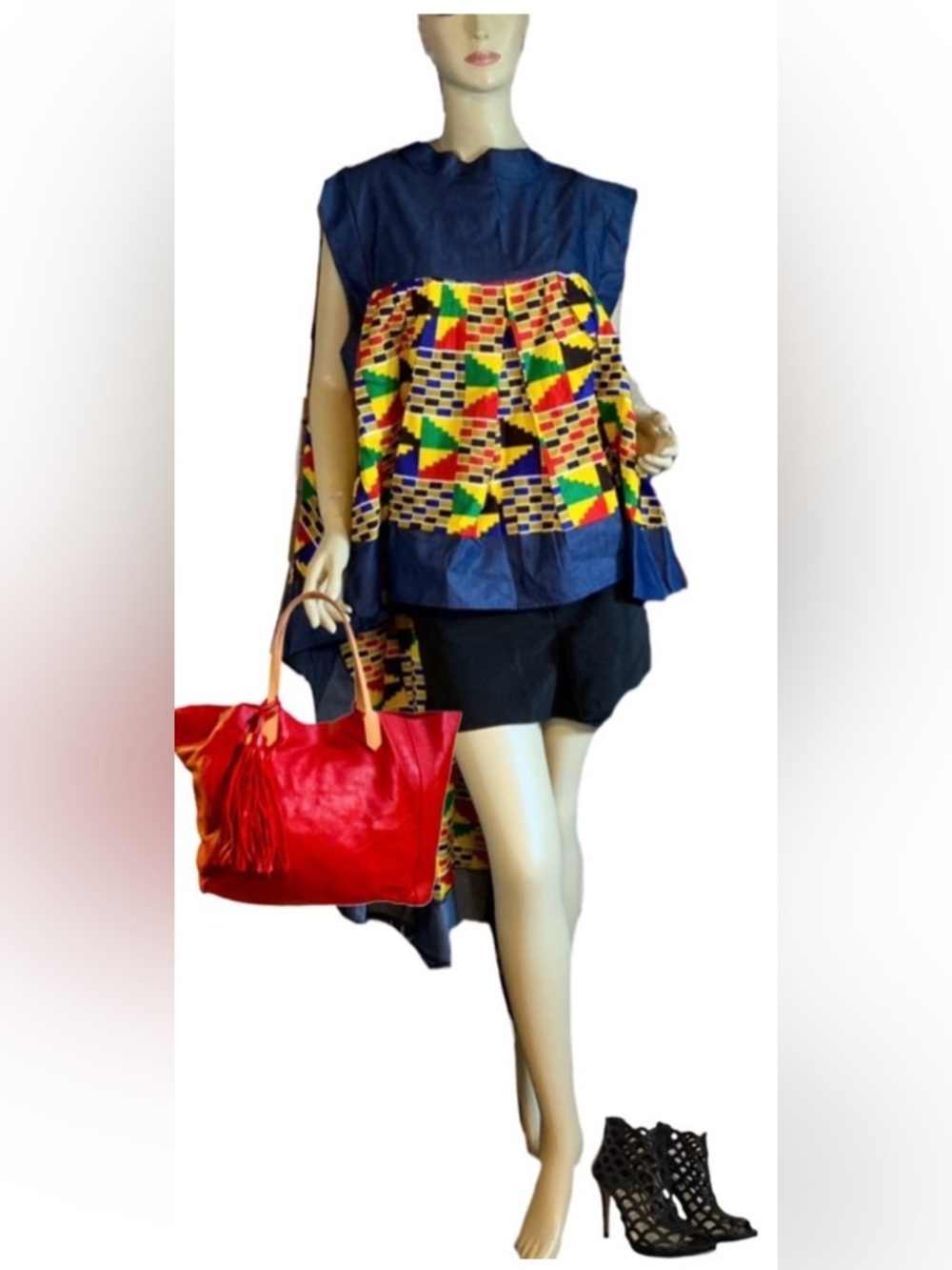 LOOK AT ME HIGH LOW COLORFUL COTTON TUNIC TOP NWT (3X)